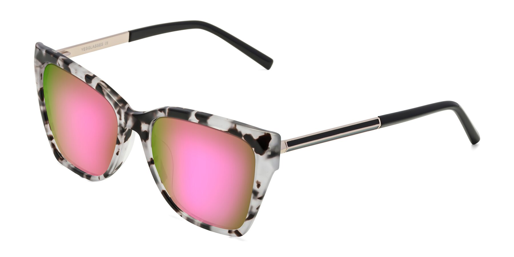 Angle of Swartz in White Tortoise with Pink Mirrored Lenses