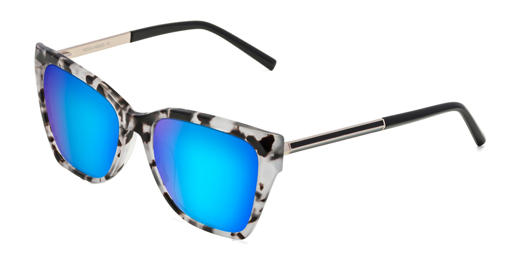 Angle of Swartz in White Tortoise with Blue Mirrored Lenses