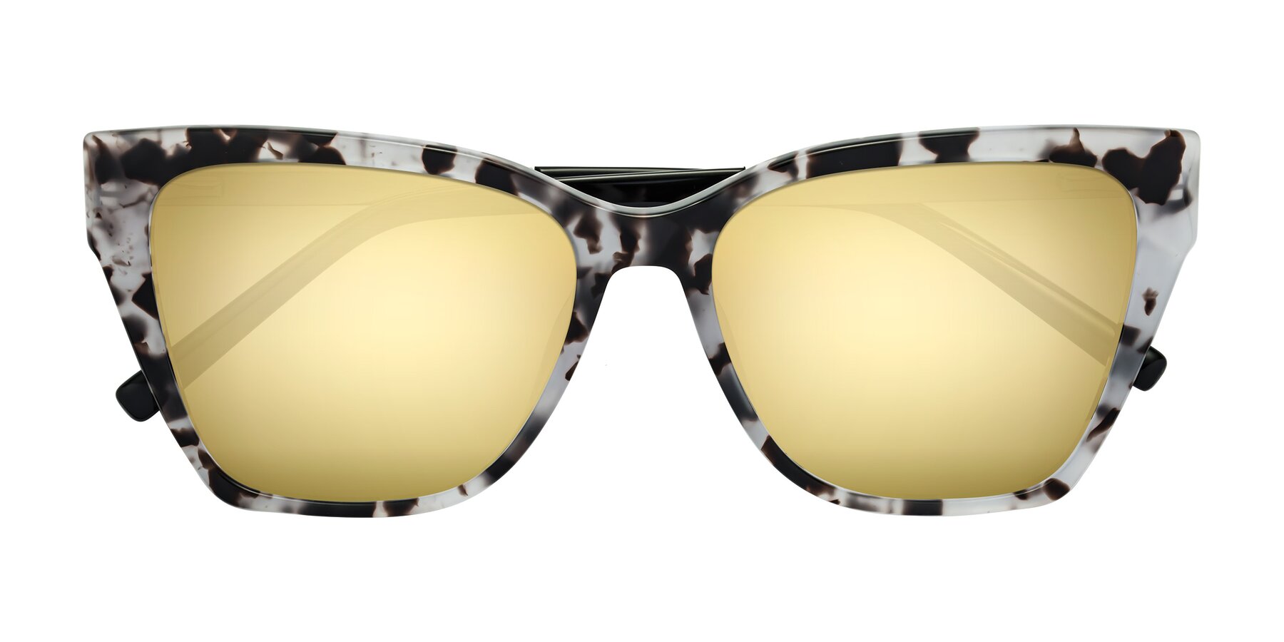 Folded Front of Swartz in White Tortoise with Gold Mirrored Lenses