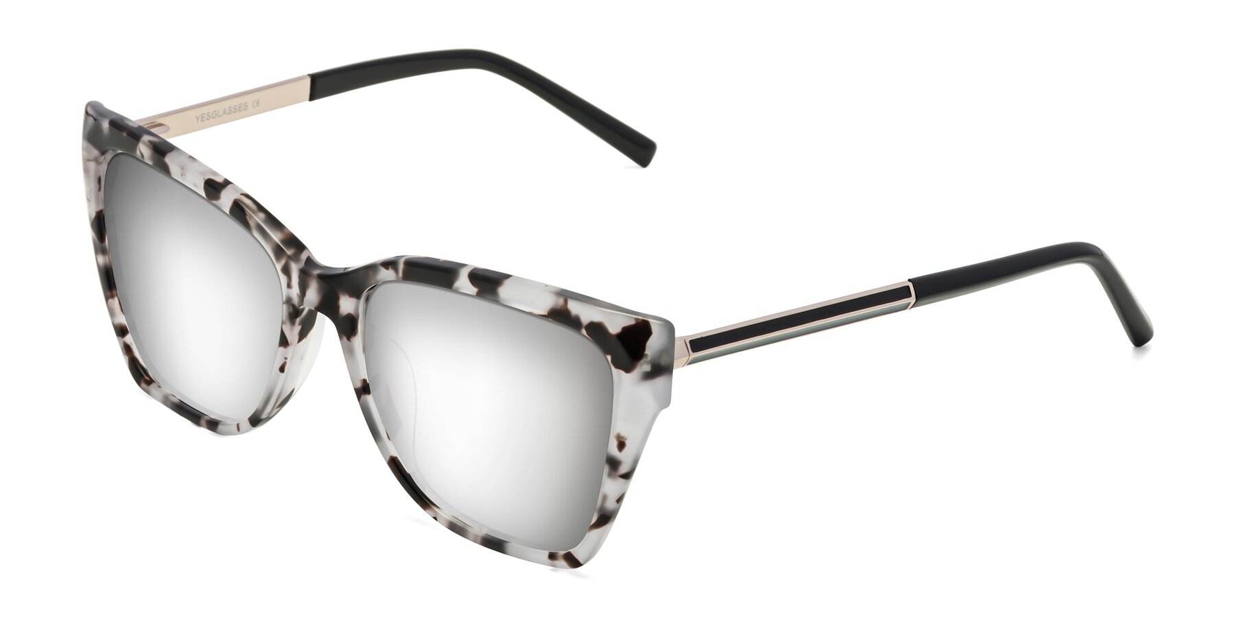 Angle of Swartz in White Tortoise with Silver Mirrored Lenses