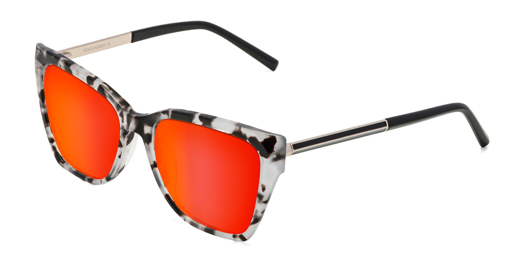 Angle of Swartz in White Tortoise with Red Gold Mirrored Lenses