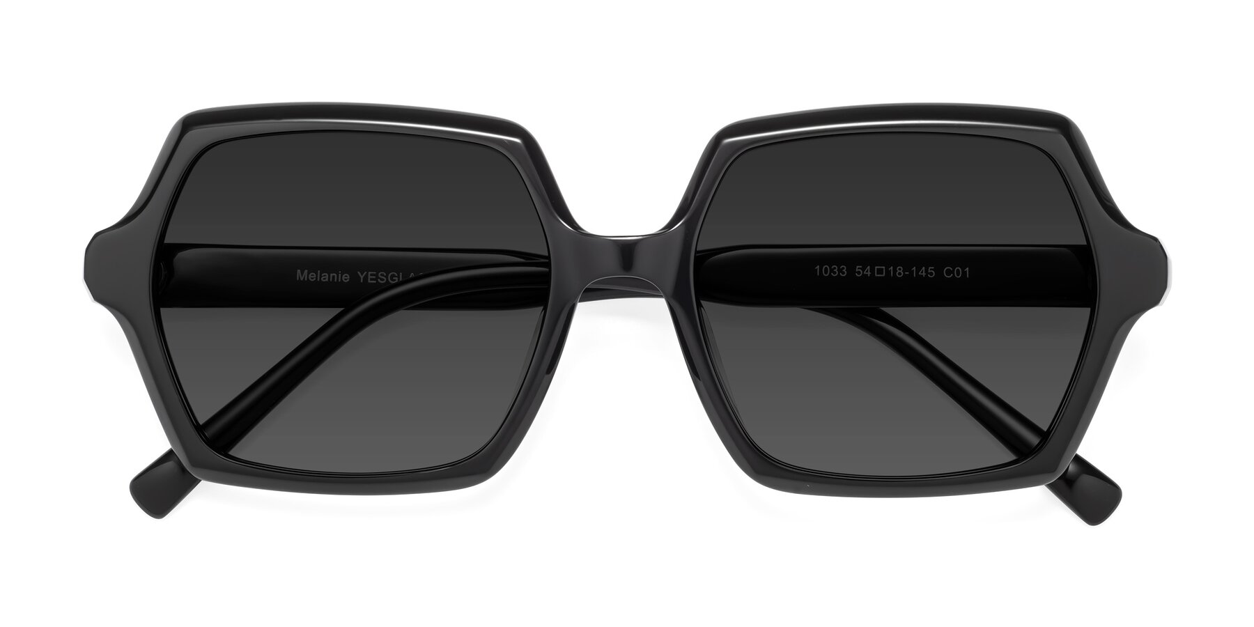Folded Front of Melanie in Black with Gray Tinted Lenses