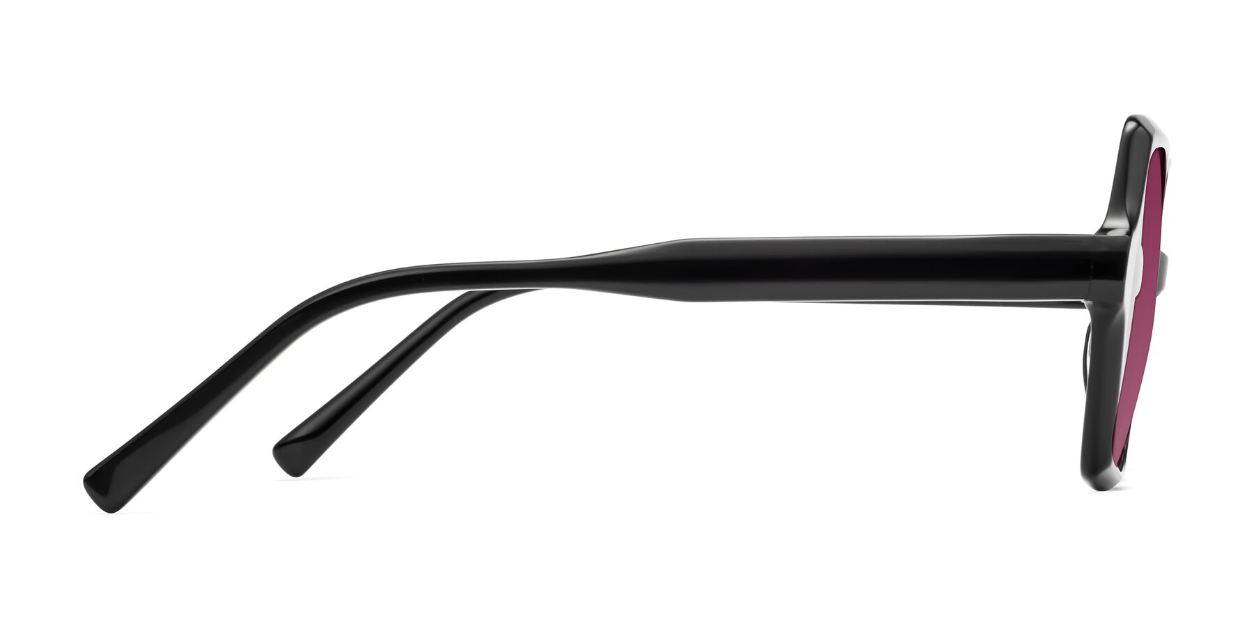 Side of Melanie in Black with Wine Tinted Lenses