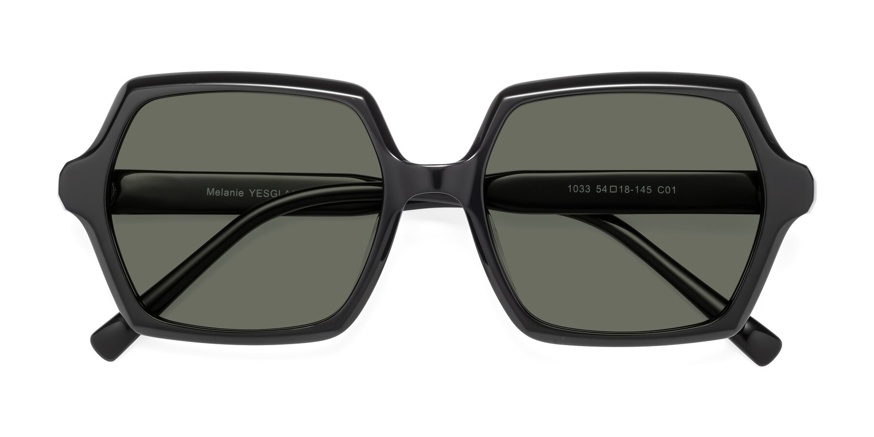 Folded Front of Melanie in Black with Gray Polarized Lenses