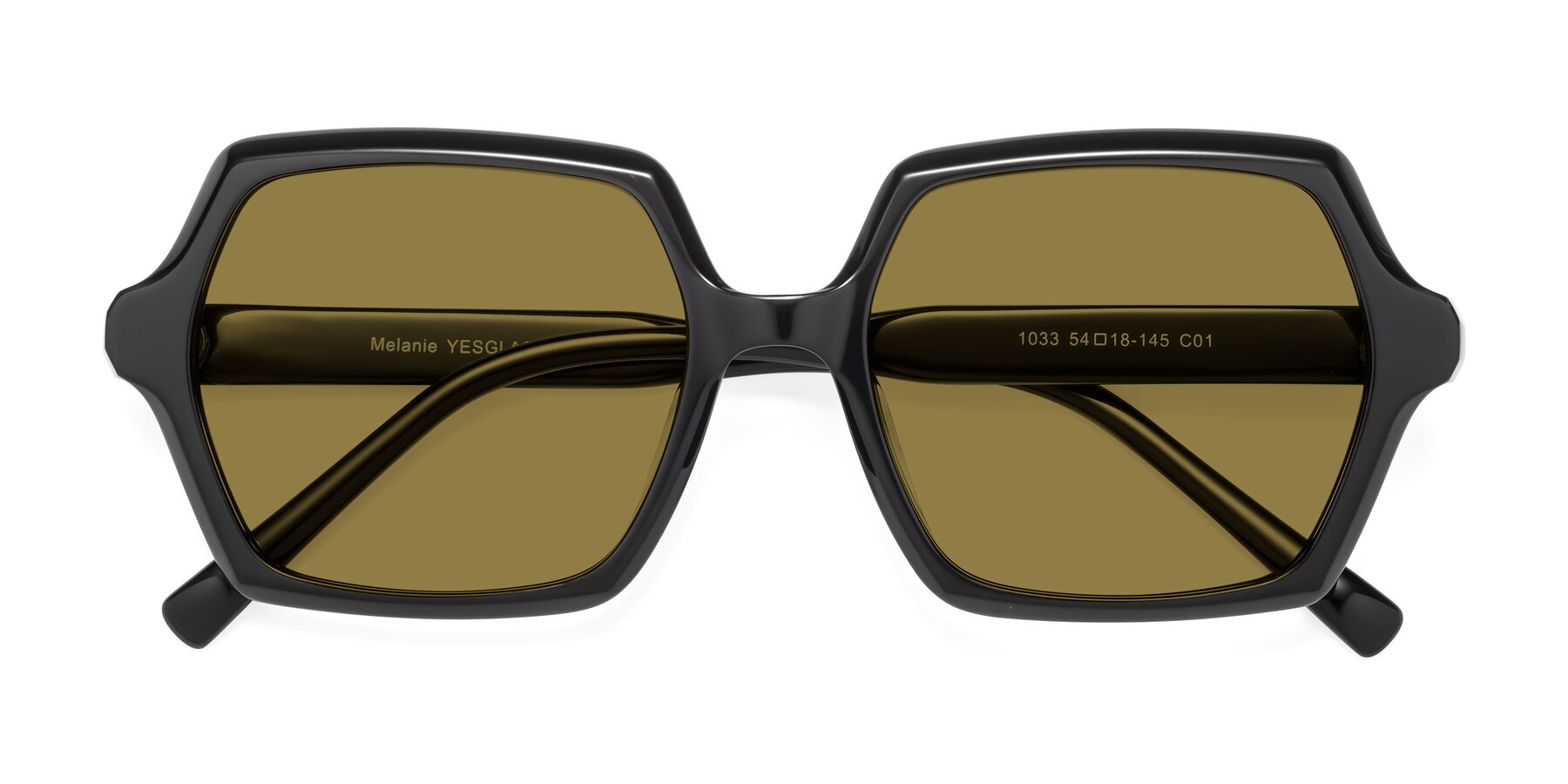 Folded Front of Melanie in Black with Brown Polarized Lenses