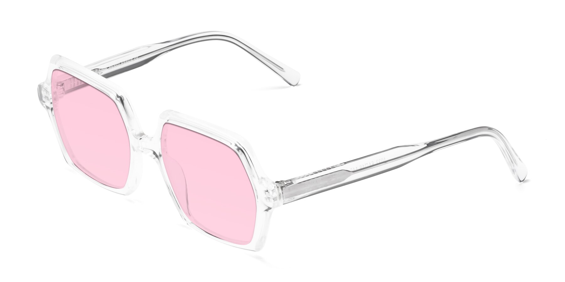 Angle of Melanie in Clear with Light Pink Tinted Lenses