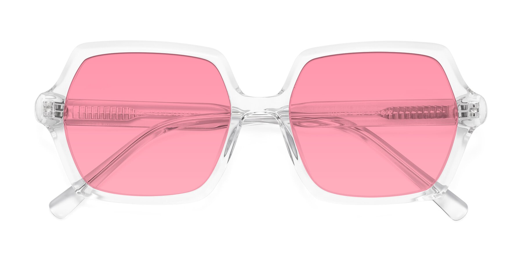 Folded Front of Melanie in Clear with Medium Pink Tinted Lenses