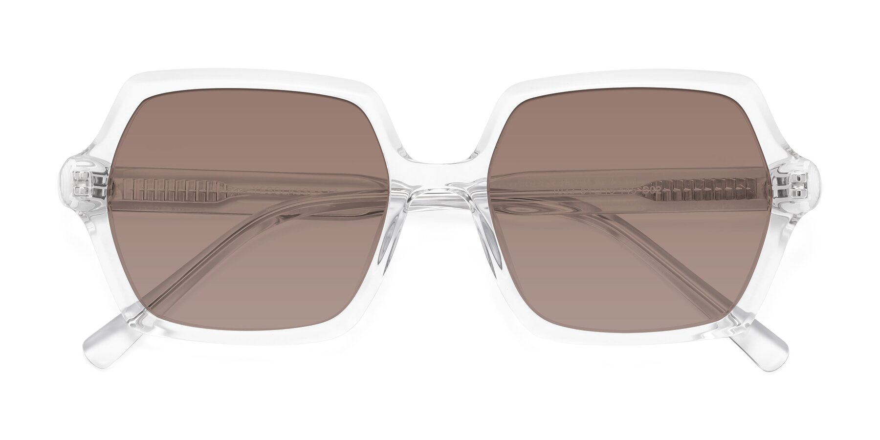 Folded Front of Melanie in Clear with Medium Brown Tinted Lenses