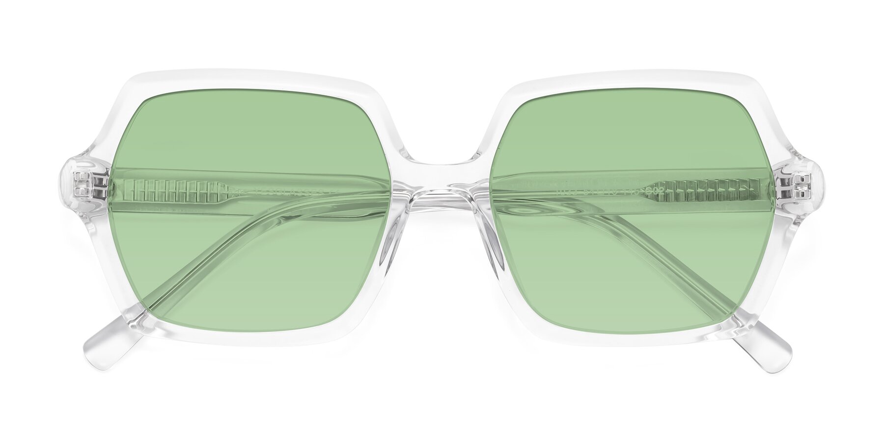 Folded Front of Melanie in Clear with Medium Green Tinted Lenses