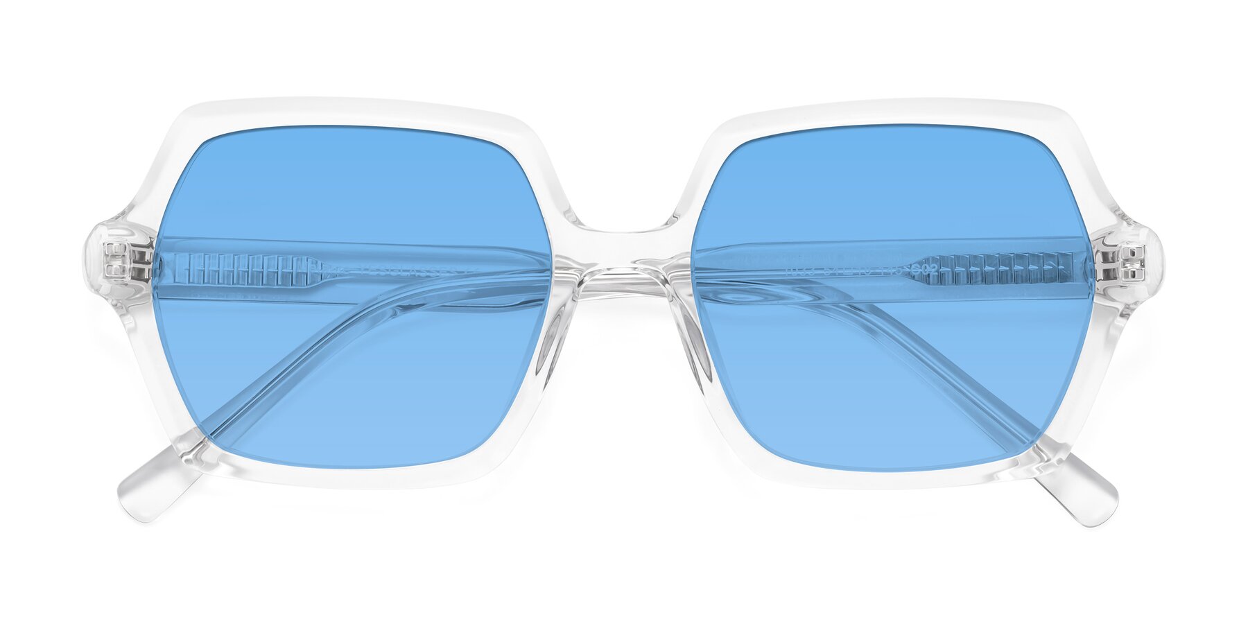 Folded Front of Melanie in Clear with Medium Blue Tinted Lenses