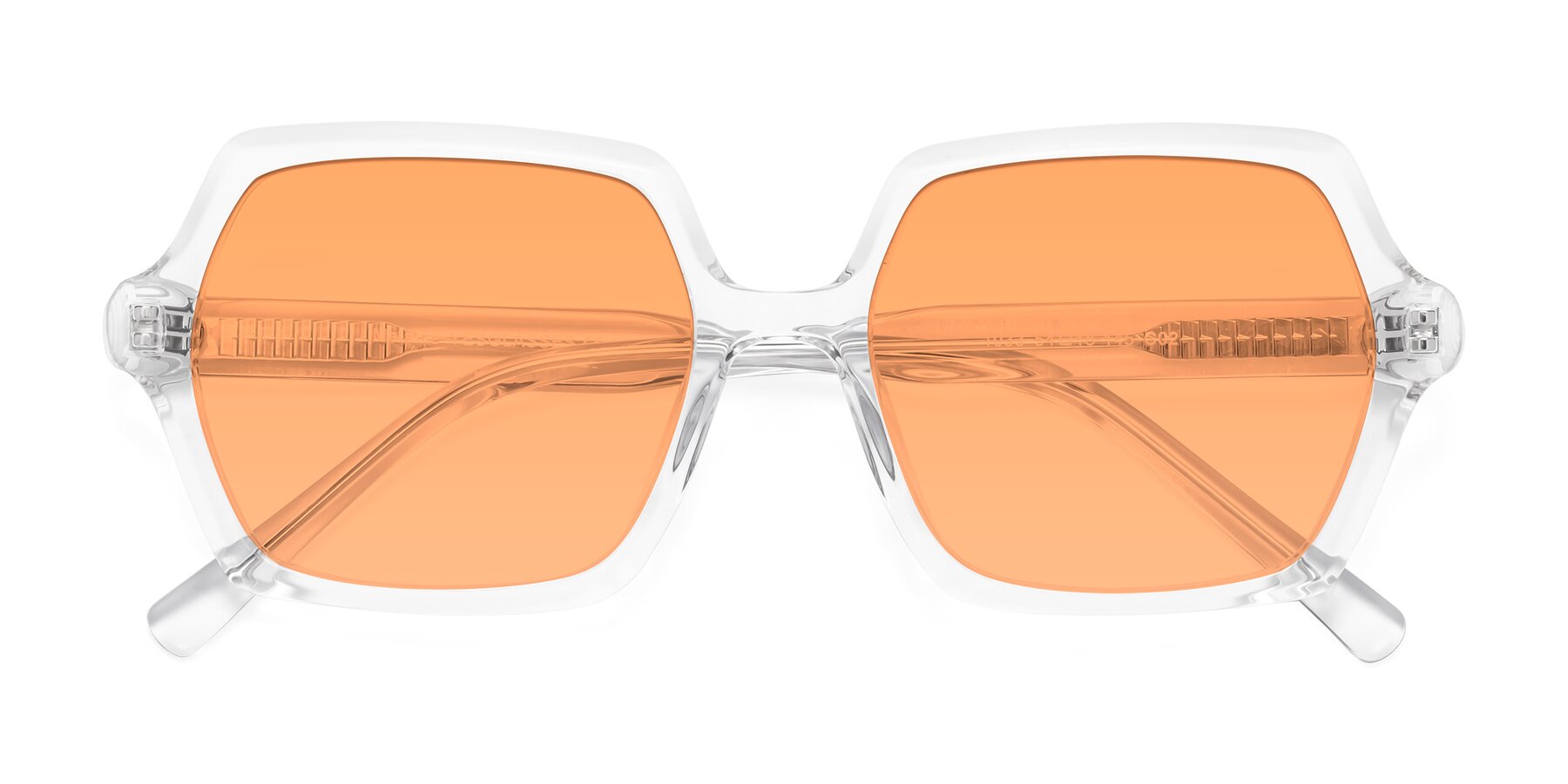 Folded Front of Melanie in Clear with Medium Orange Tinted Lenses