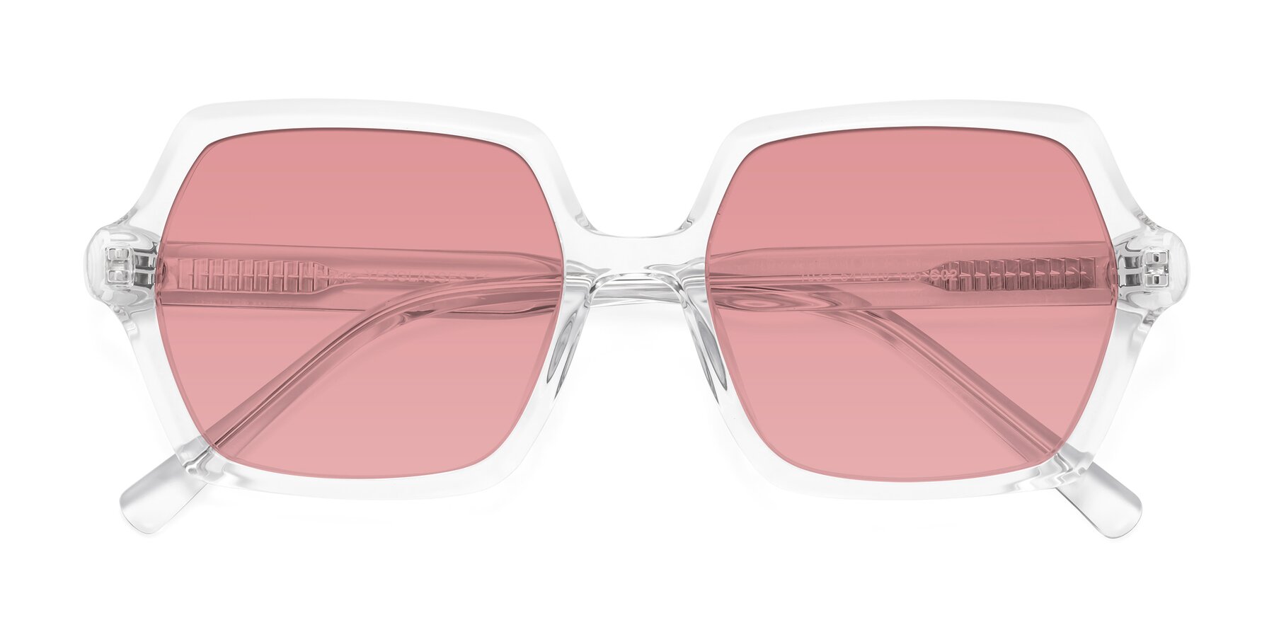 Folded Front of Melanie in Clear with Medium Garnet Tinted Lenses