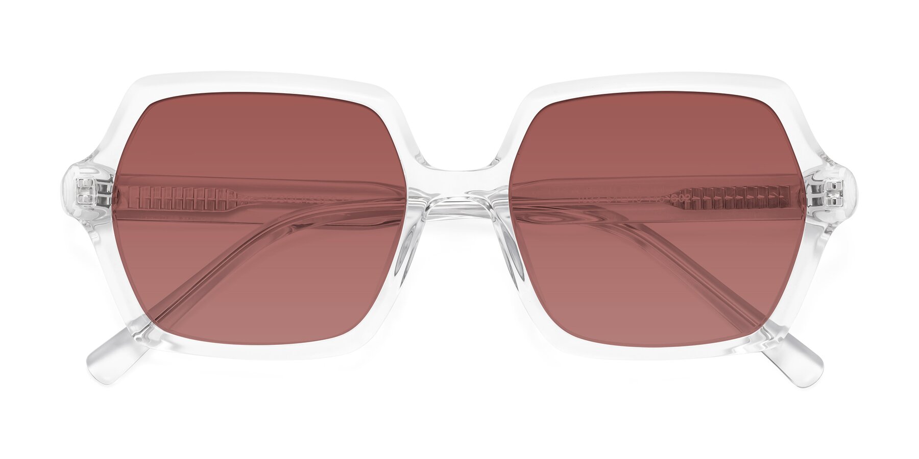 Folded Front of Melanie in Clear with Garnet Tinted Lenses