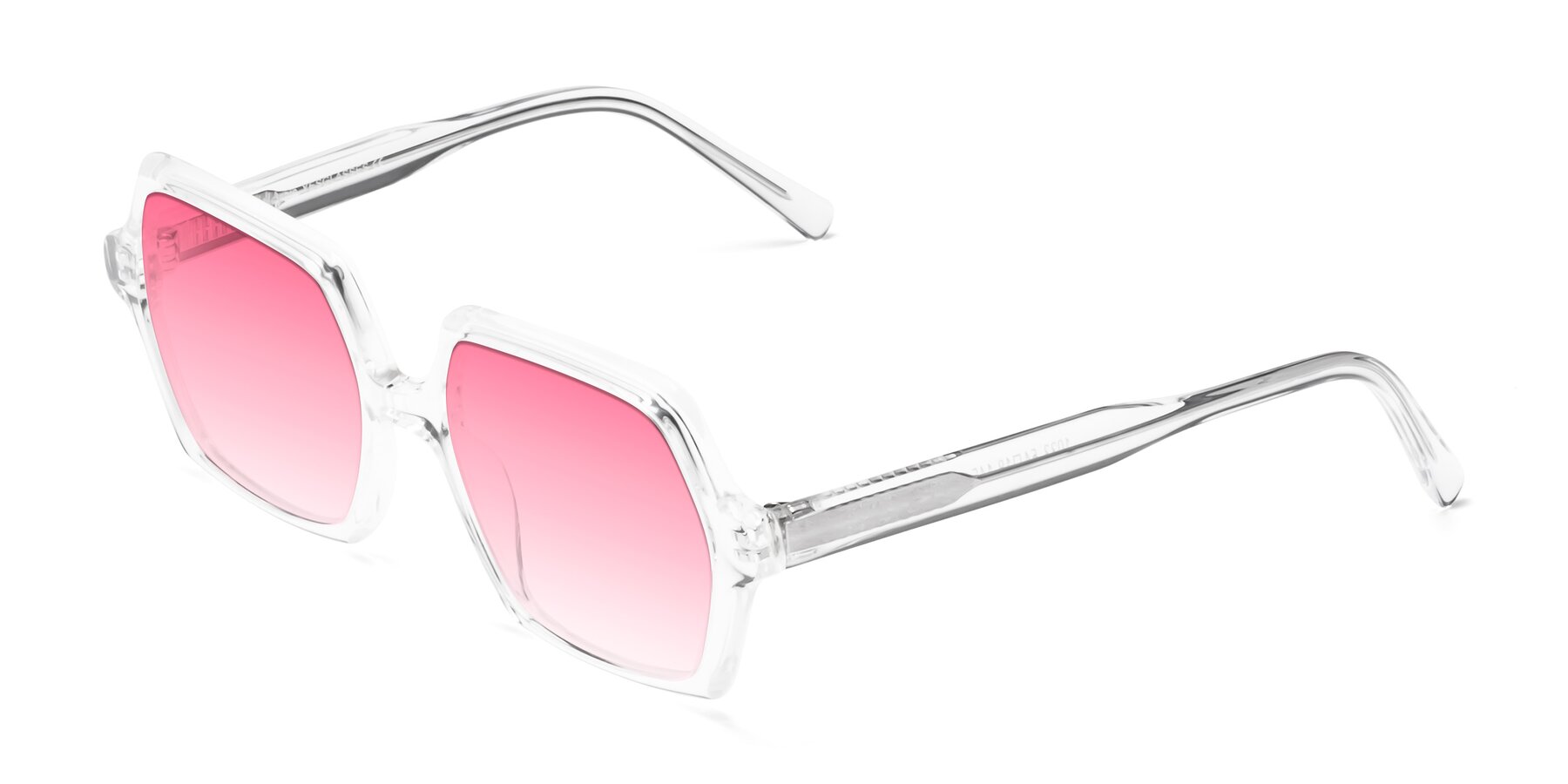 Angle of Melanie in Clear with Pink Gradient Lenses