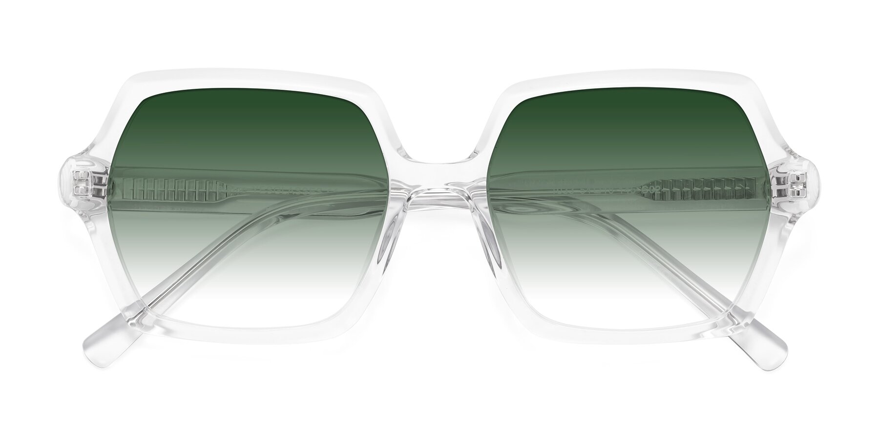 Folded Front of Melanie in Clear with Green Gradient Lenses