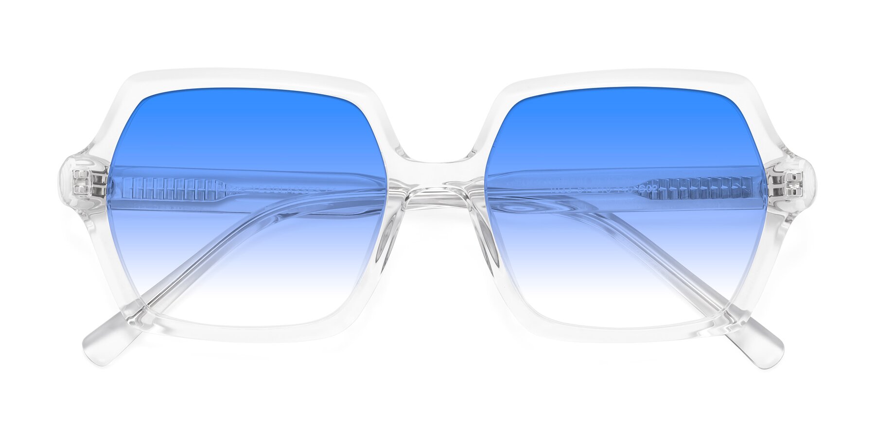 Folded Front of Melanie in Clear with Blue Gradient Lenses