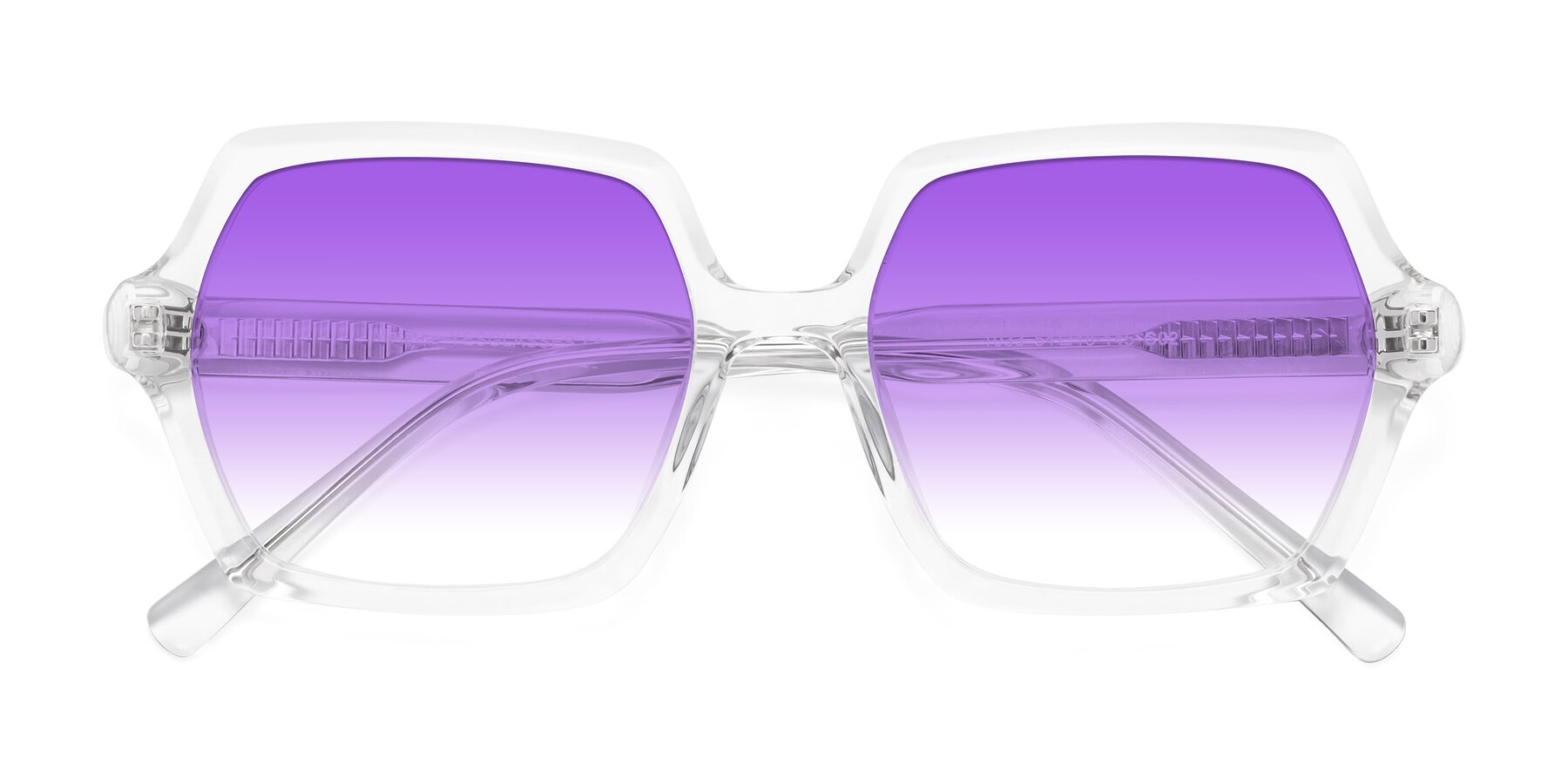 Folded Front of Melanie in Clear with Purple Gradient Lenses