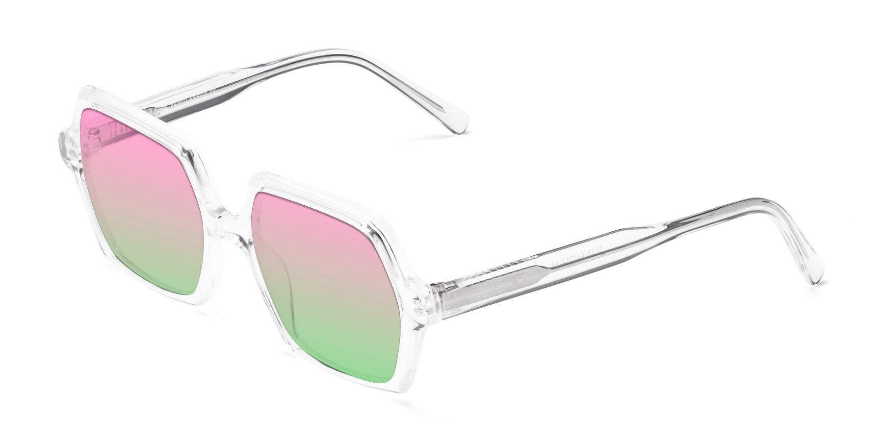 Angle of Melanie in Clear with Pink / Green Gradient Lenses