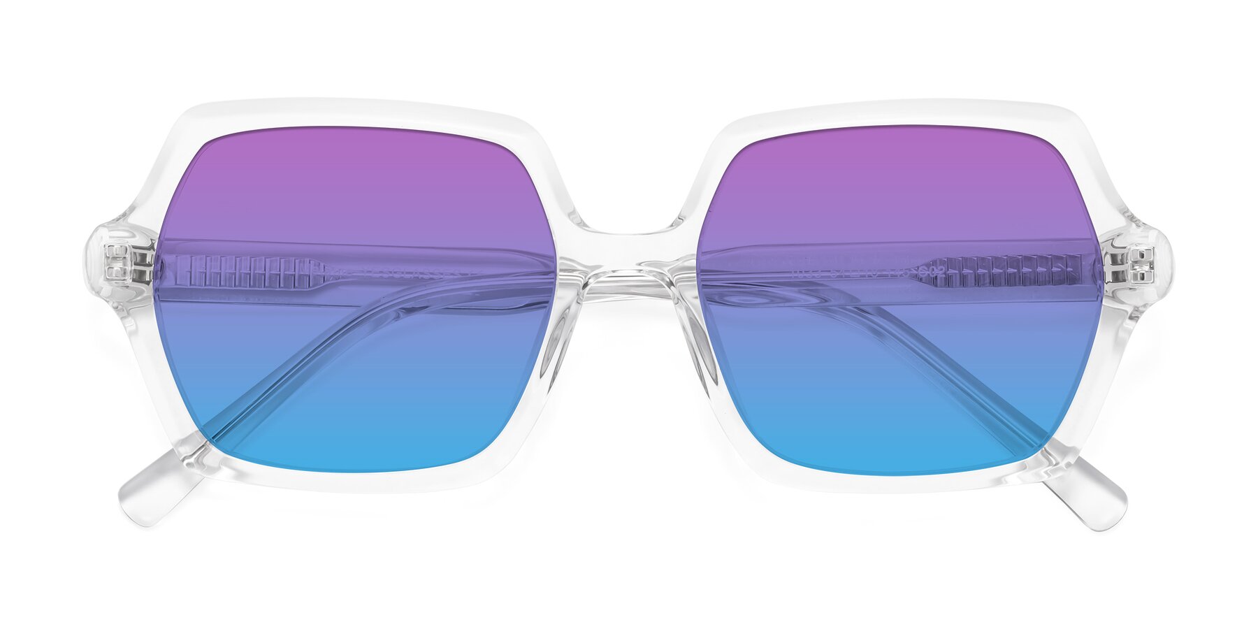 Folded Front of Melanie in Clear with Purple / Blue Gradient Lenses