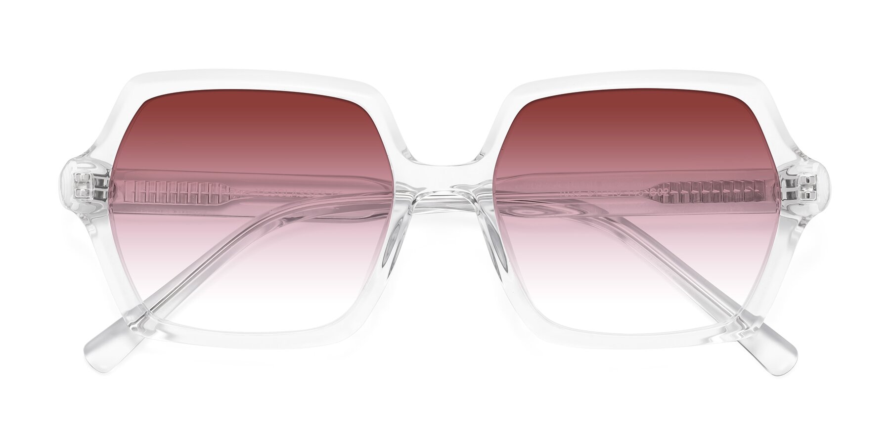 Folded Front of Melanie in Clear with Garnet Gradient Lenses