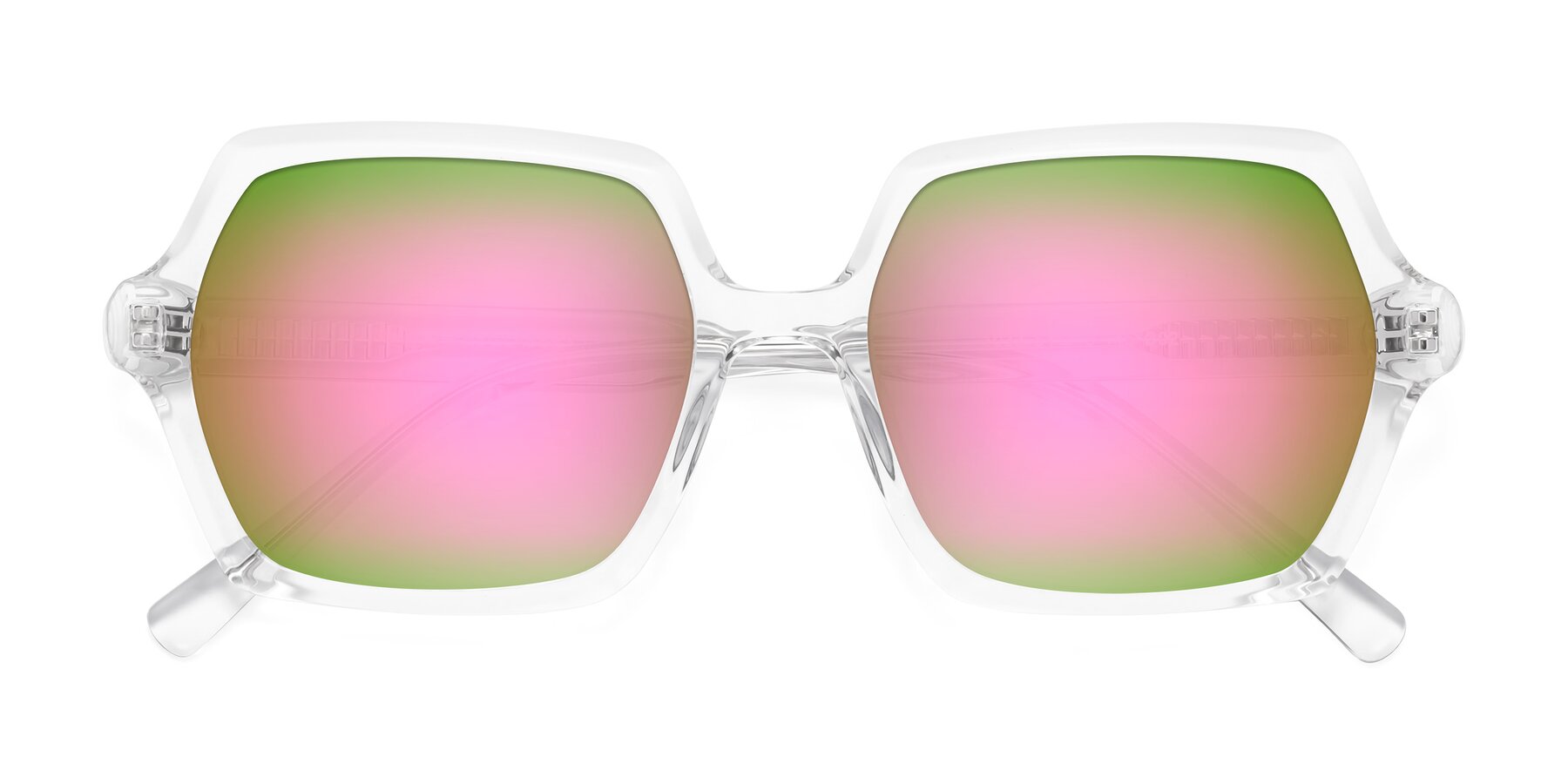 Folded Front of Melanie in Clear with Pink Mirrored Lenses