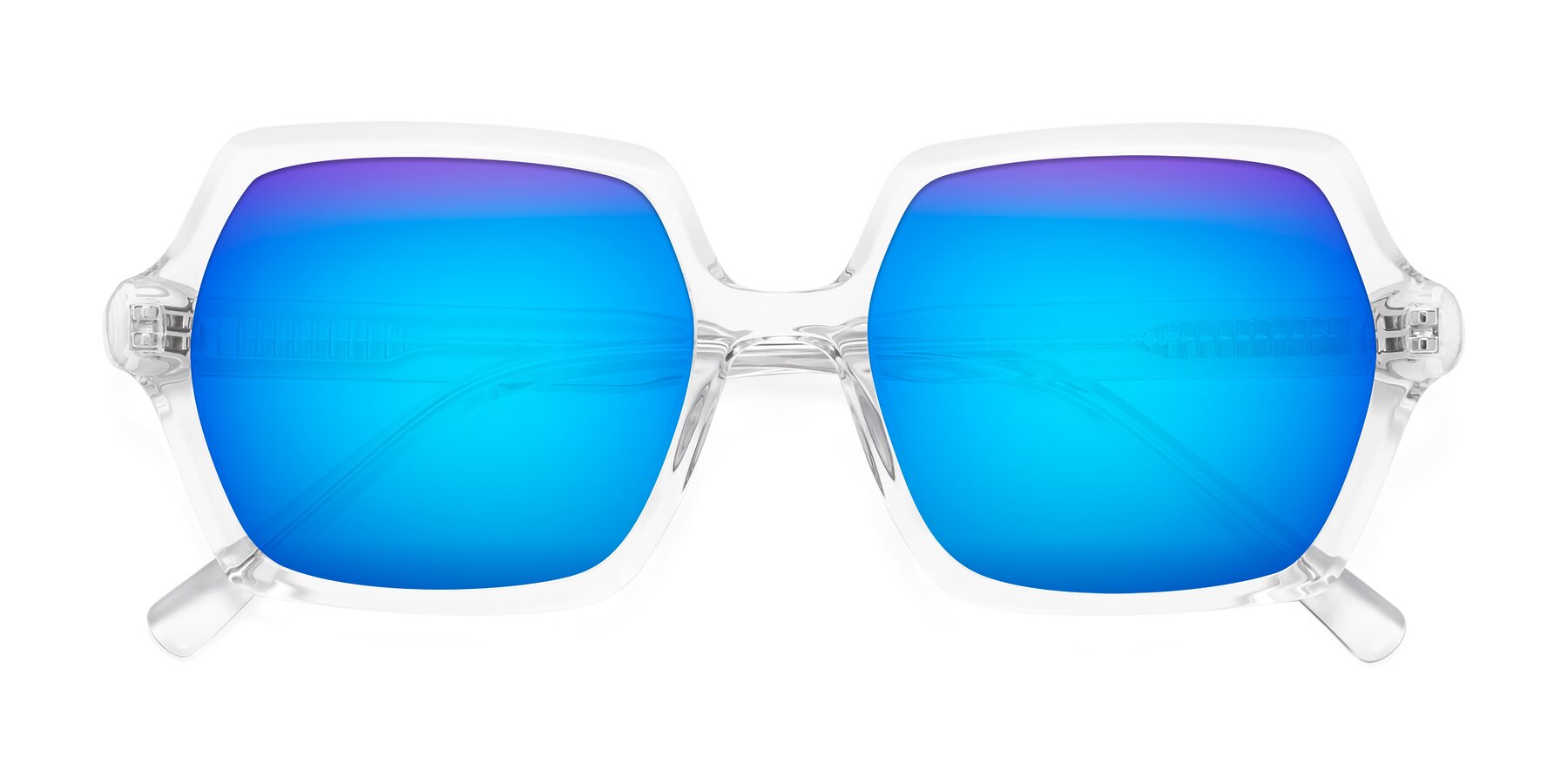 Folded Front of Melanie in Clear with Blue Mirrored Lenses