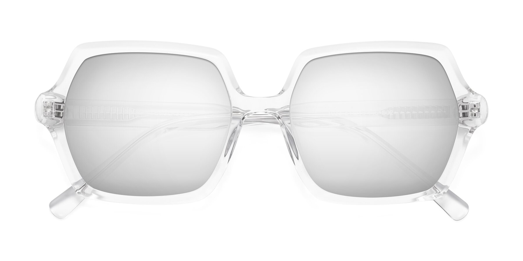 Folded Front of Melanie in Clear with Silver Mirrored Lenses