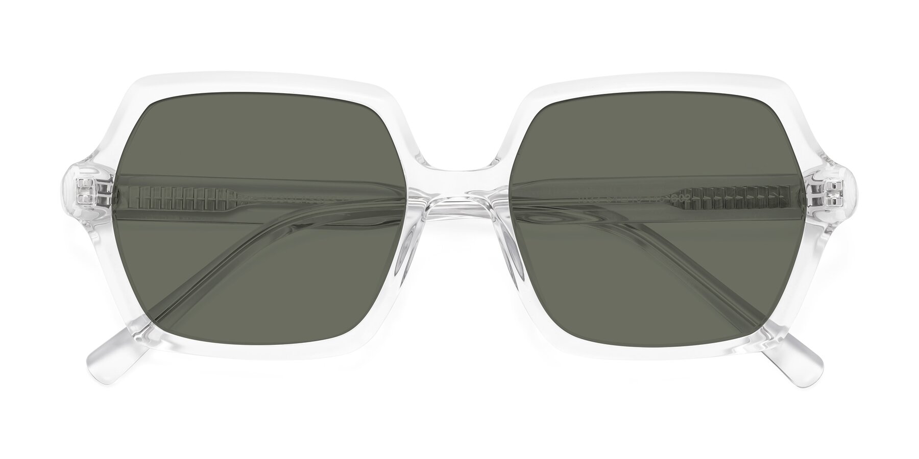 Folded Front of Melanie in Clear with Gray Polarized Lenses