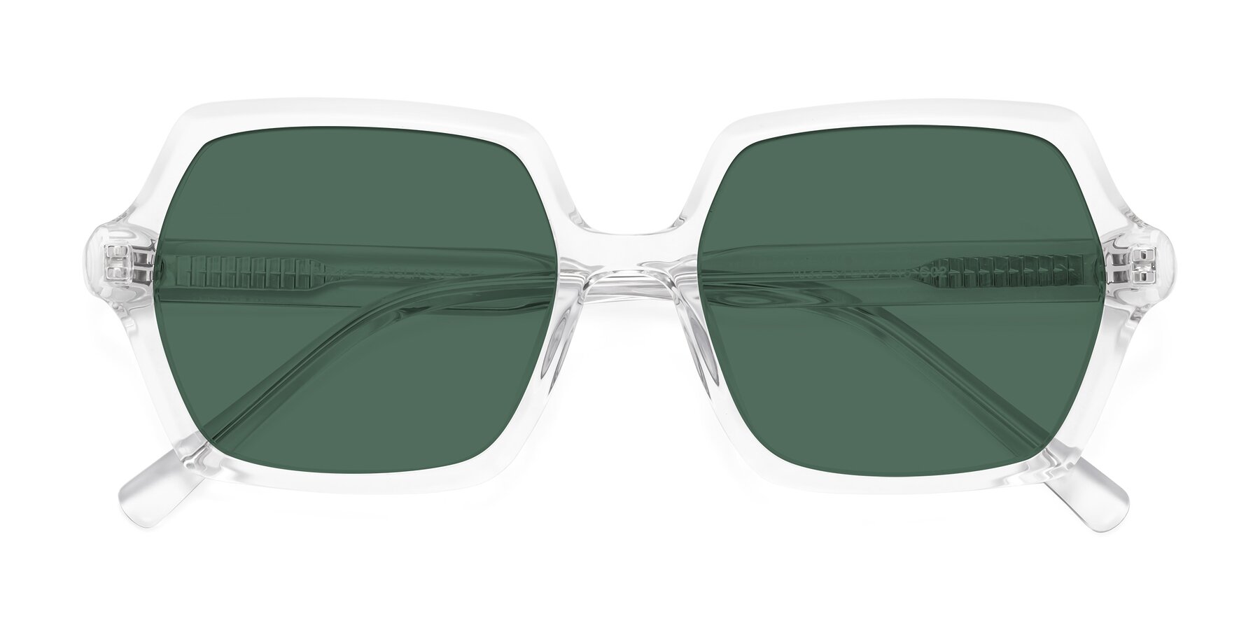 Folded Front of Melanie in Clear with Green Polarized Lenses