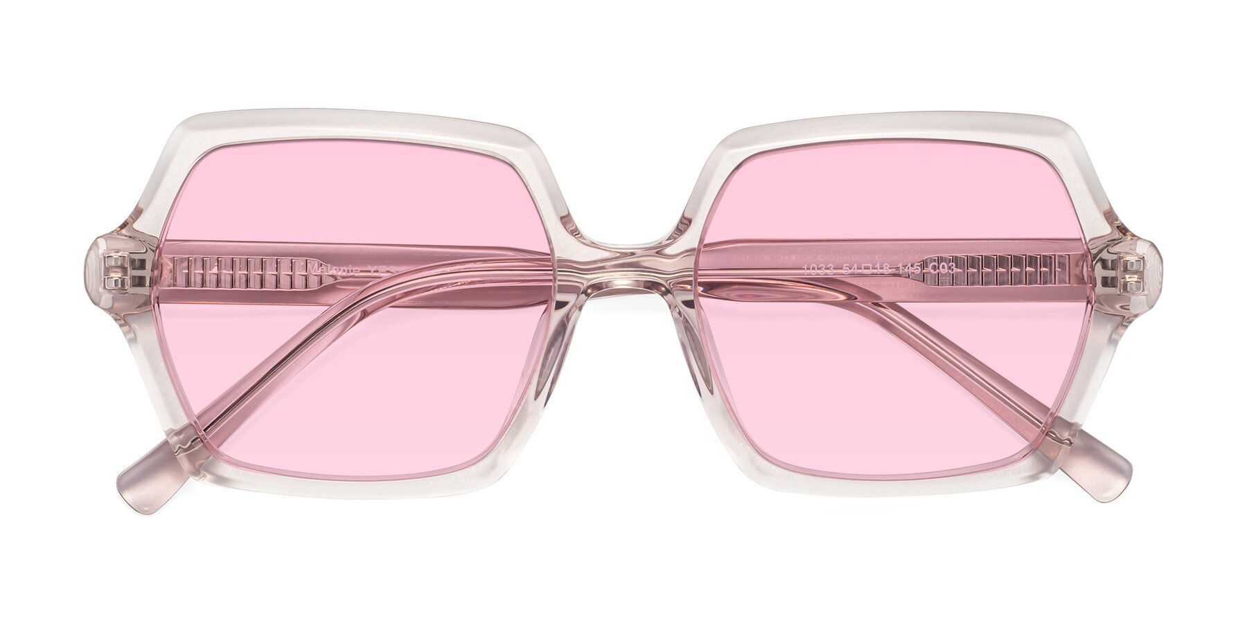 Folded Front of Melanie in Transparent Pink with Light Pink Tinted Lenses