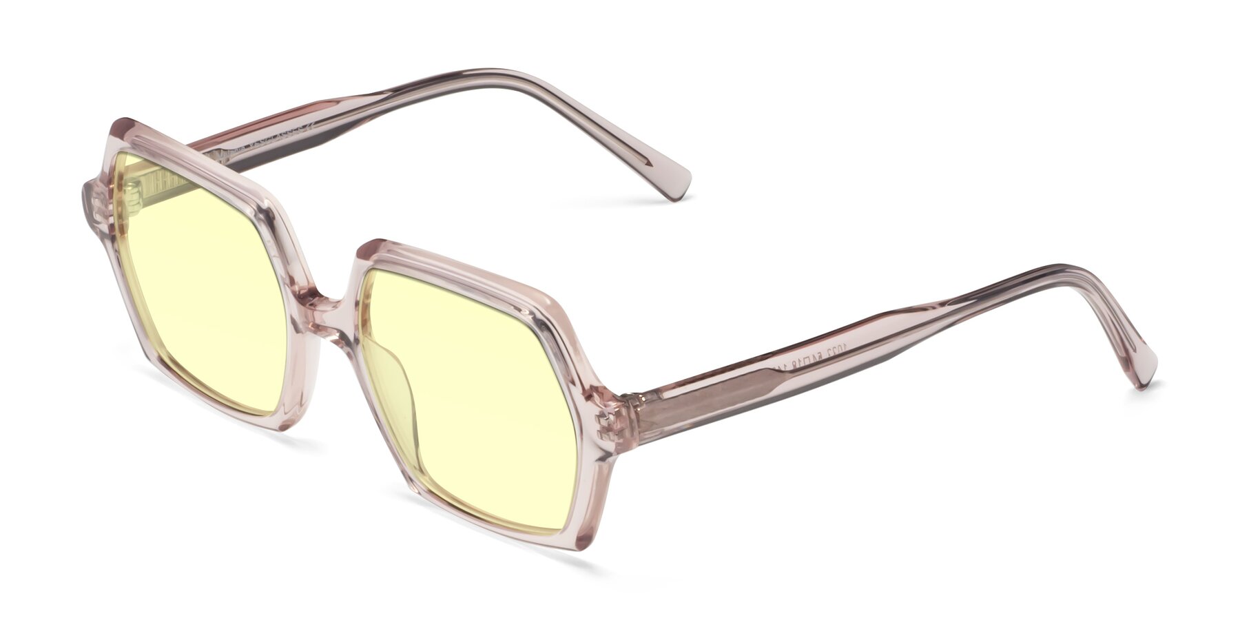 Angle of Melanie in Transparent Pink with Light Yellow Tinted Lenses