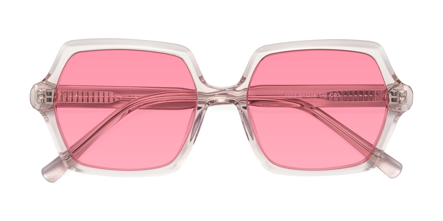 Folded Front of Melanie in Transparent Pink with Pink Tinted Lenses