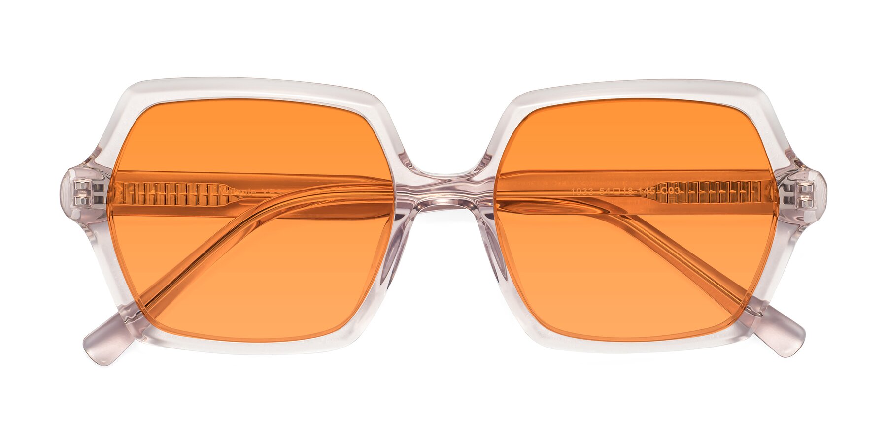 Folded Front of Melanie in Transparent Pink with Orange Tinted Lenses