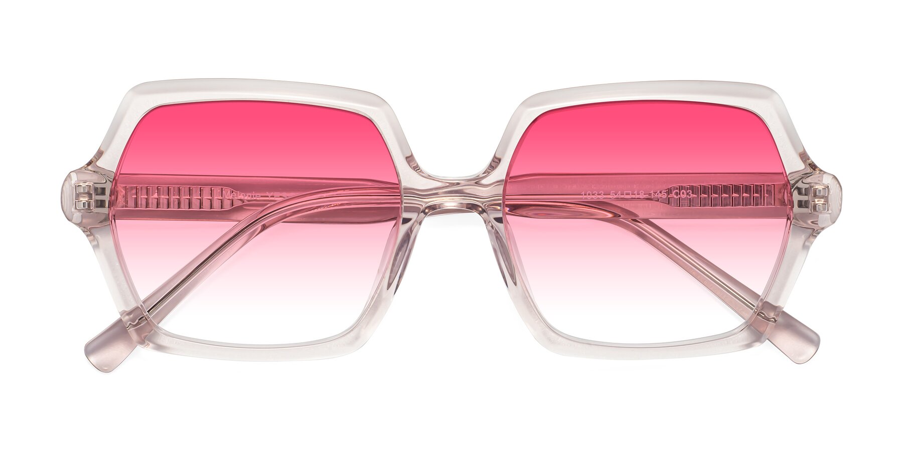 Folded Front of Melanie in Transparent Pink with Pink Gradient Lenses