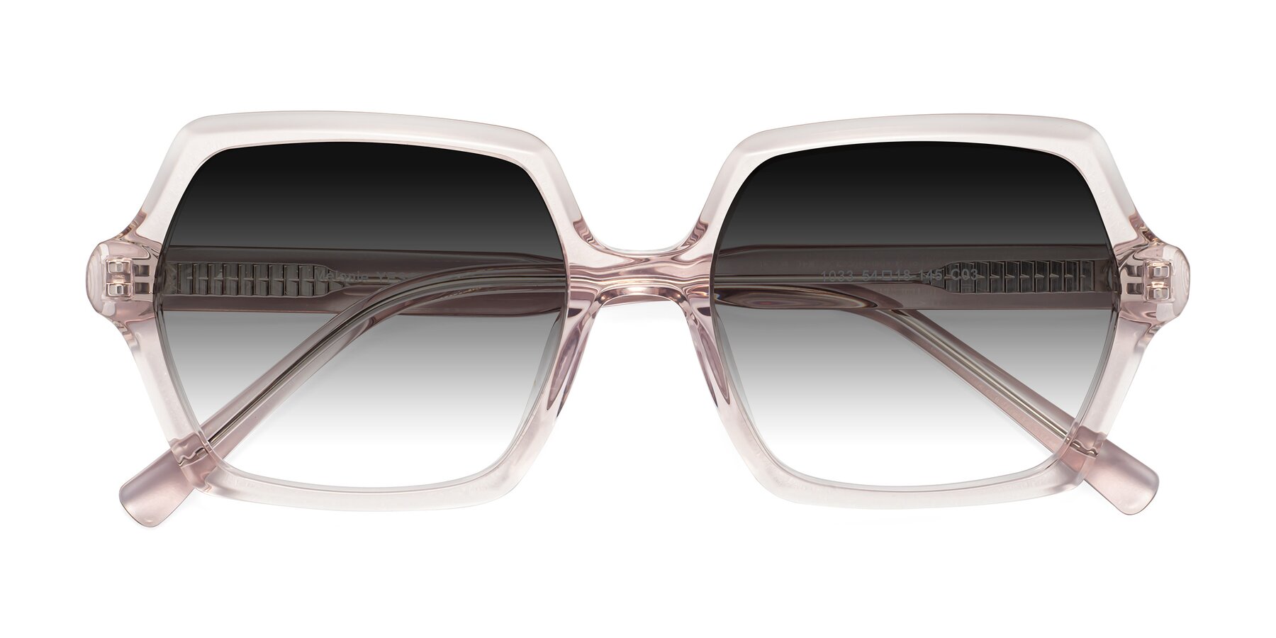 Folded Front of Melanie in Transparent Pink with Gray Gradient Lenses