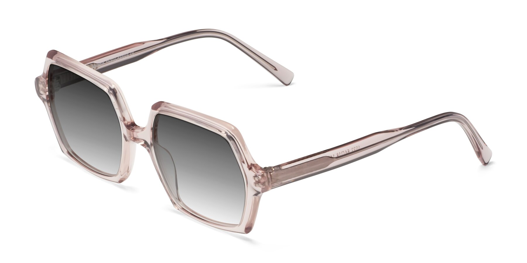 Angle of Melanie in Transparent Pink with Gray Gradient Lenses