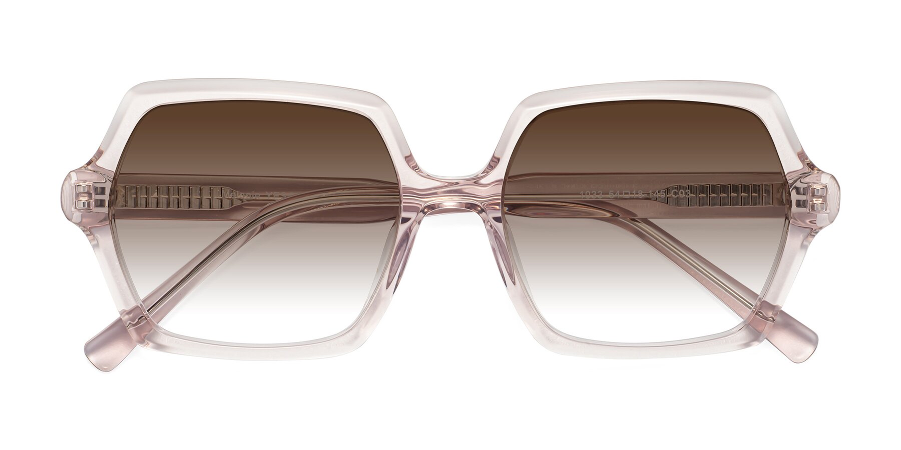 Folded Front of Melanie in Transparent Pink with Brown Gradient Lenses