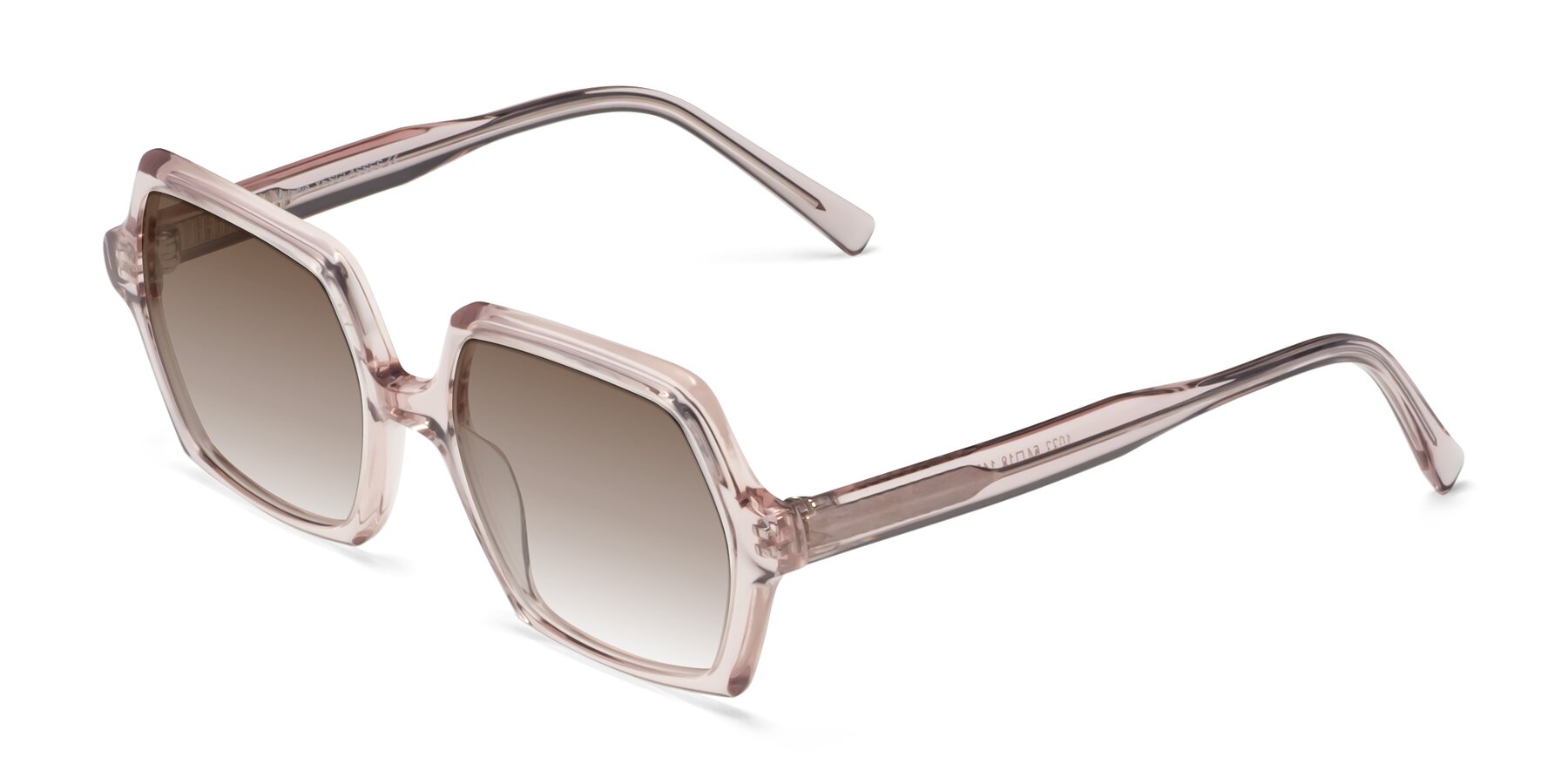 Angle of Melanie in Transparent Pink with Brown Gradient Lenses