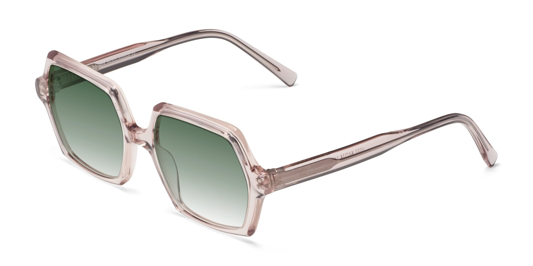 Angle of Melanie in Transparent Pink with Green Gradient Lenses