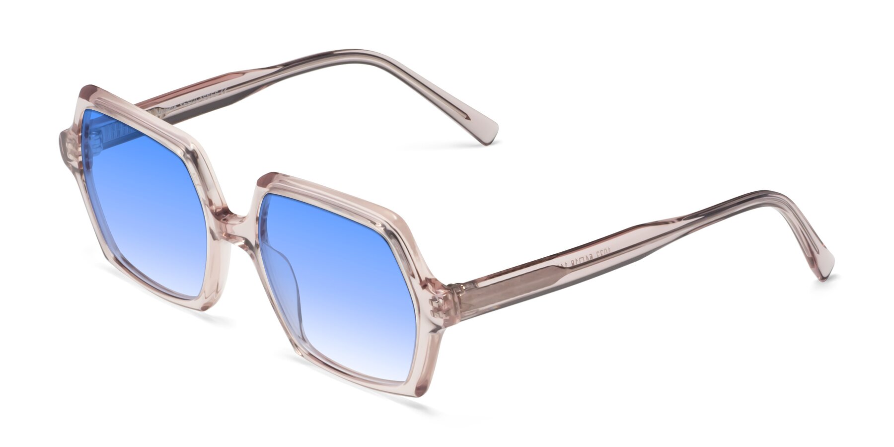 Angle of Melanie in Transparent Pink with Blue Gradient Lenses