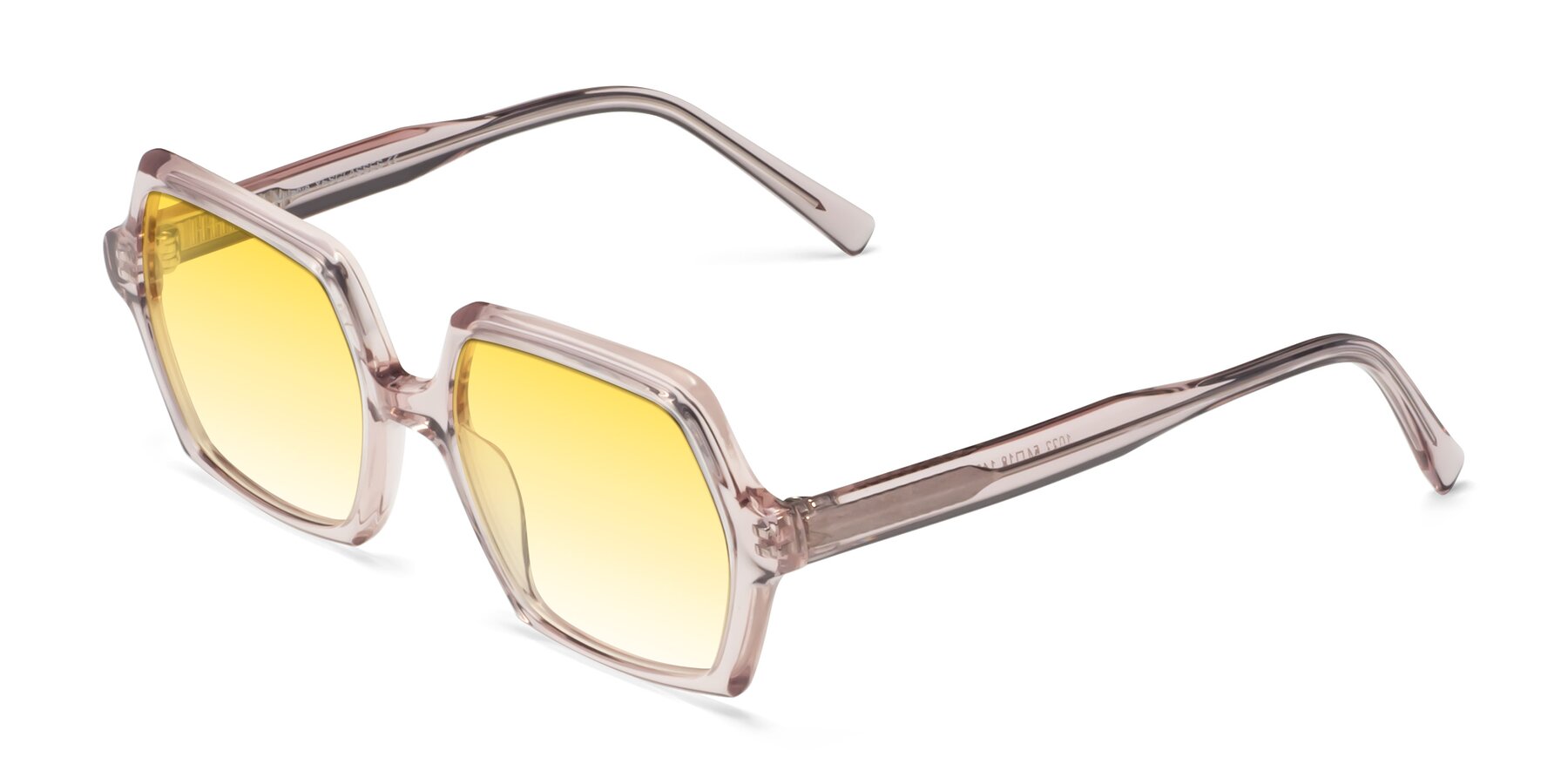 Angle of Melanie in Transparent Pink with Yellow Gradient Lenses