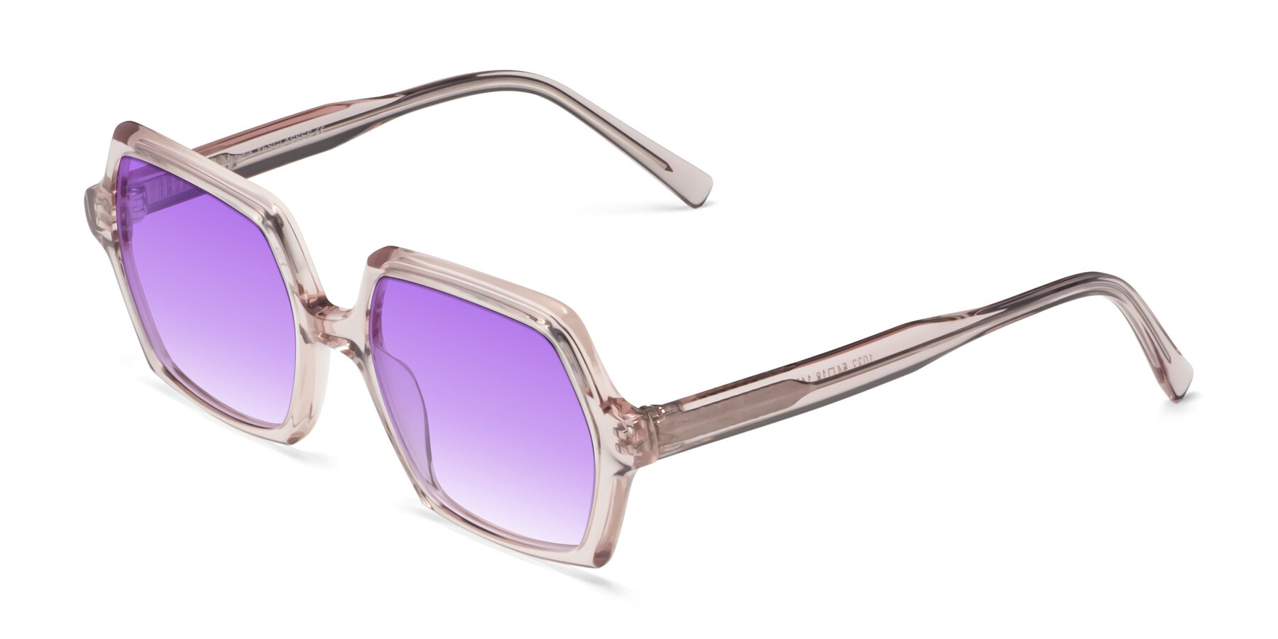 Angle of Melanie in Transparent Pink with Purple Gradient Lenses