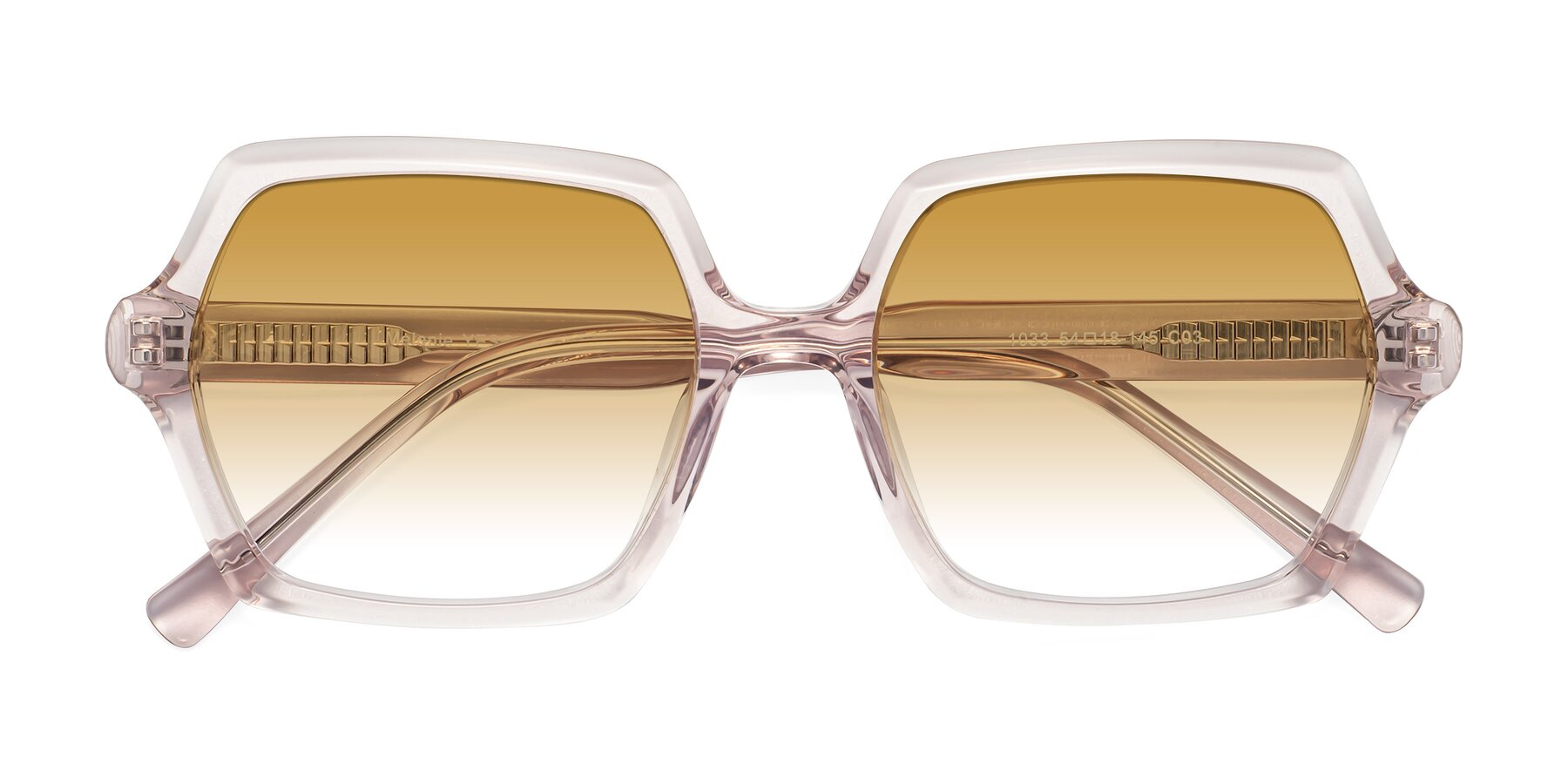 Folded Front of Melanie in Transparent Pink with Champagne Gradient Lenses
