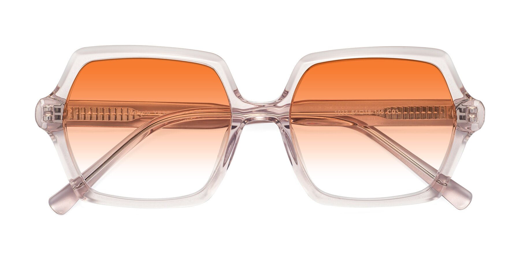Folded Front of Melanie in Transparent Pink with Orange Gradient Lenses