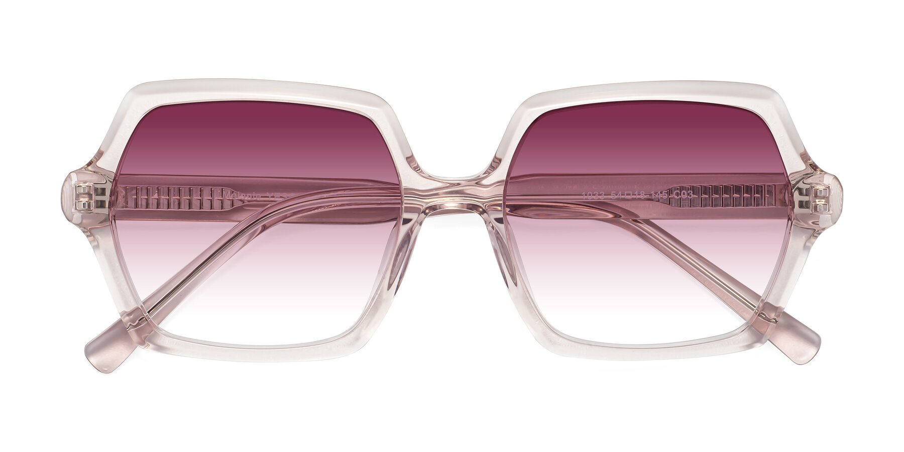 Folded Front of Melanie in Transparent Pink with Wine Gradient Lenses