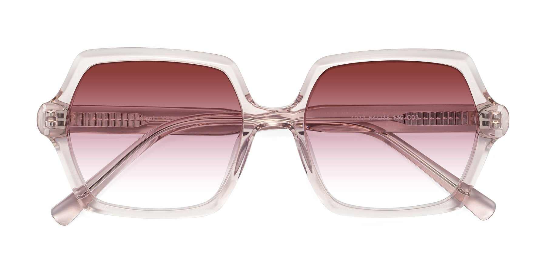 Folded Front of Melanie in Transparent Pink with Garnet Gradient Lenses