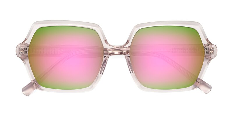 Melanie - Transparent Pink Flash Mirrored Sunglasses