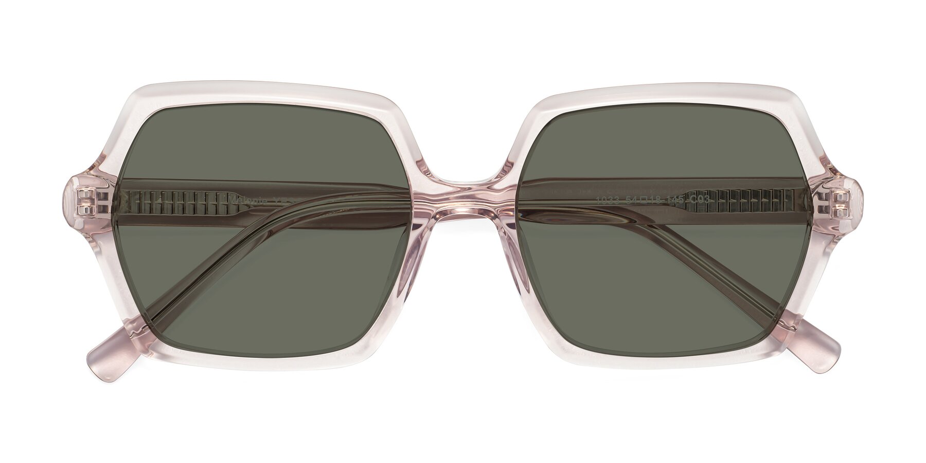 Folded Front of Melanie in Transparent Pink with Gray Polarized Lenses
