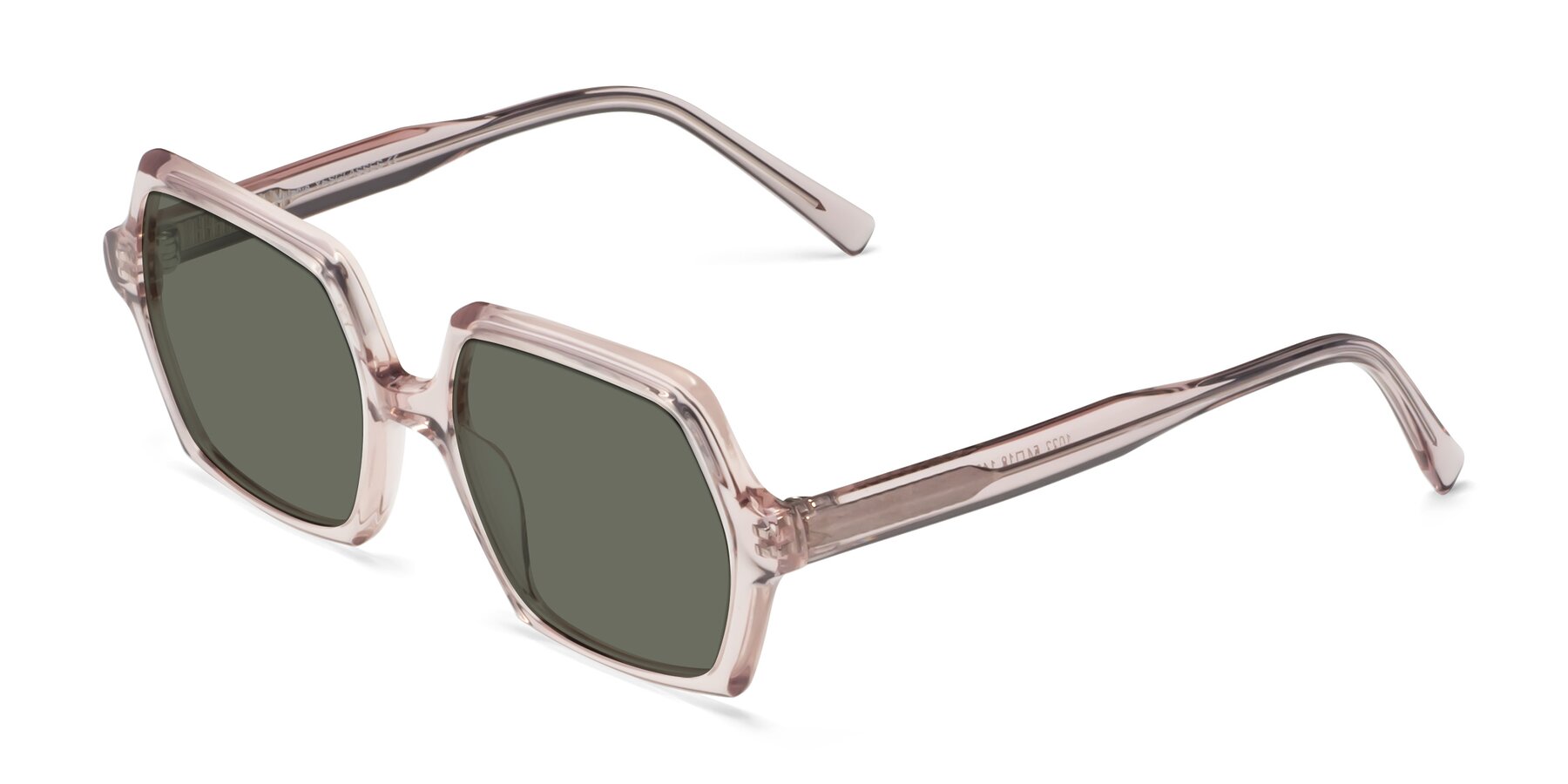 Angle of Melanie in Transparent Pink with Gray Polarized Lenses
