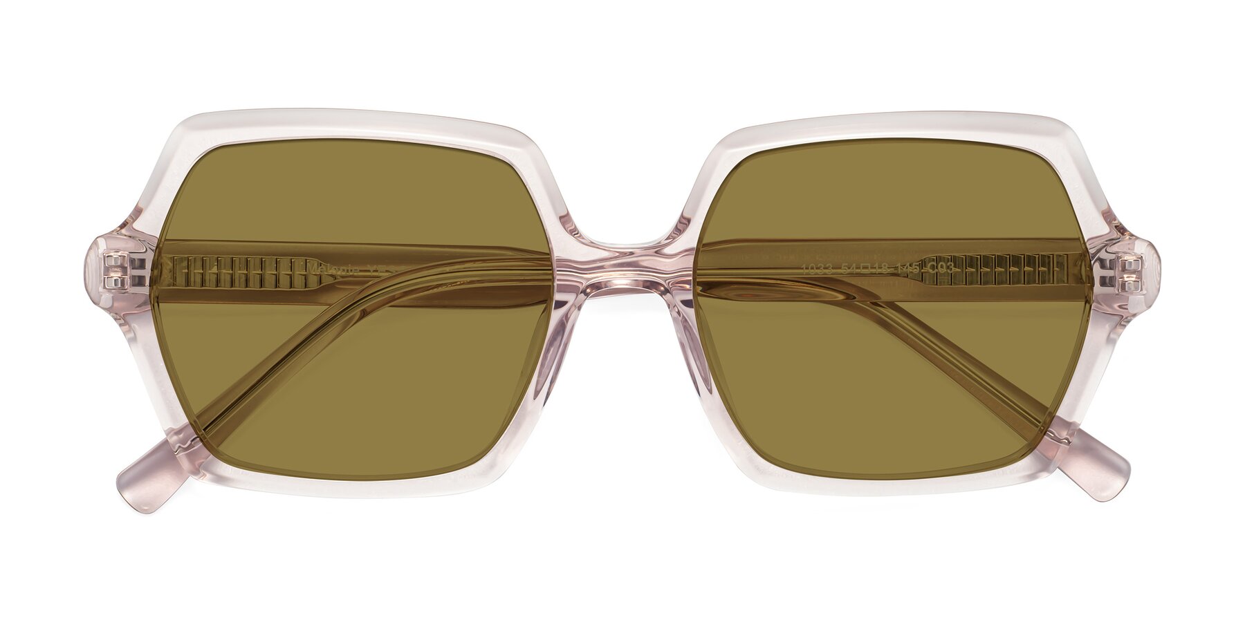 Folded Front of Melanie in Transparent Pink with Brown Polarized Lenses